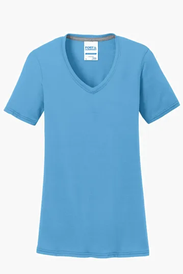 Port & Co Women's Performance Blend V-Neck Tee — view 2