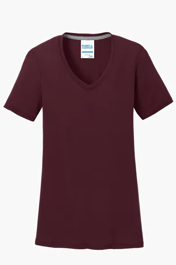Port & Co Women's Performance Blend V-Neck Tee — view 3