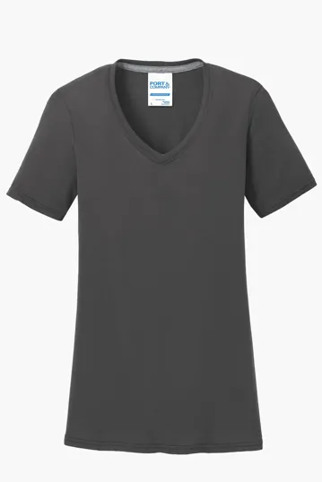 Port & Co Women's Performance Blend V-Neck Tee — view 4