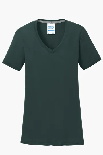 Port & Co Women's Performance Blend V-Neck Tee — view 5