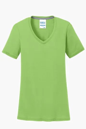 Port & Co Women's Performance Blend V-Neck Tee — view 8