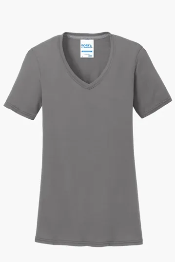 Port & Co Women's Performance Blend V-Neck Tee — view 9