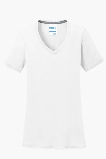 Port & Co Women's Performance Blend V-Neck Tee — view 14
