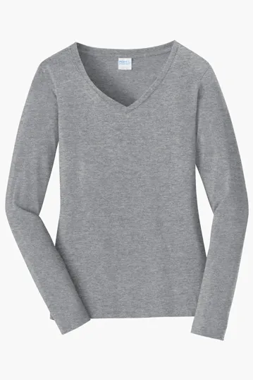 Port & Co Women's Long Sleeve Fan Favorite V-Neck Tee — view 24