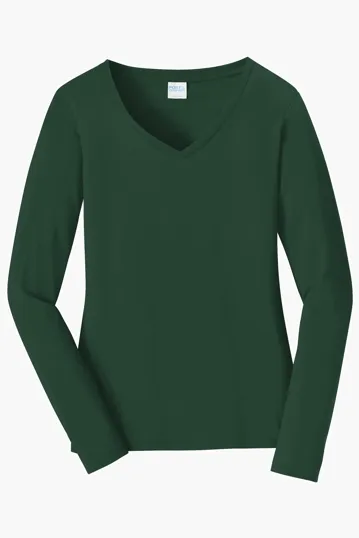 Port & Co Women's Long Sleeve Fan Favorite V-Neck Tee — view 4