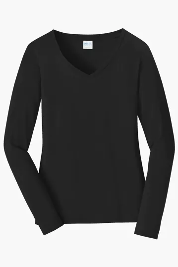 Port & Co Women's Long Sleeve Fan Favorite V-Neck Tee — view 5