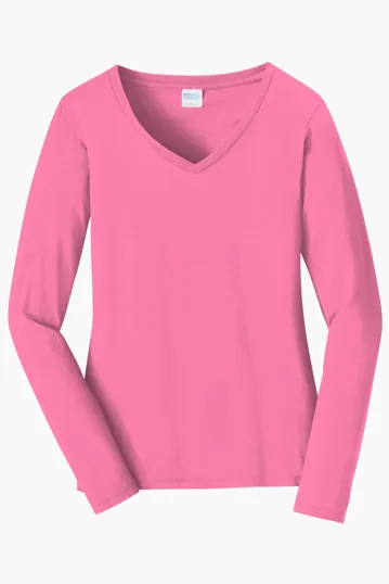Port & Co Women's Long Sleeve Fan Favorite V-Neck Tee — view 6