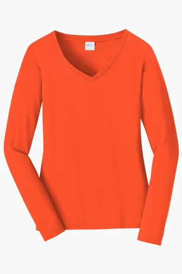Port & Co Women's Long Sleeve Fan Favorite V-Neck Tee — view 7