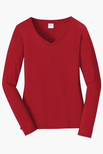 Port & Co Women's Long Sleeve Fan Favorite V-Neck Tee — view 8