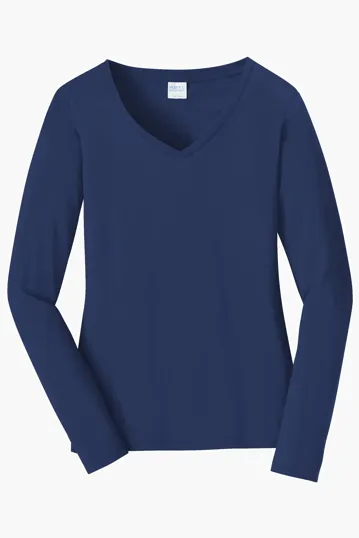 Port & Co Women's Long Sleeve Fan Favorite V-Neck Tee — view 9