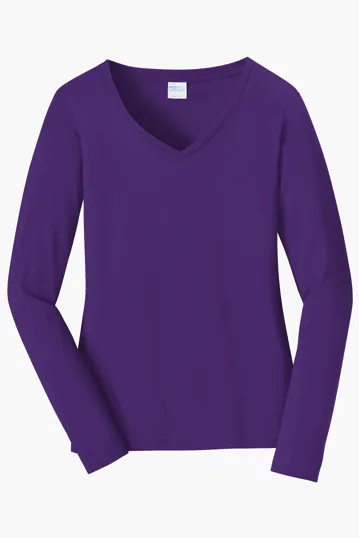 Port & Co Women's Long Sleeve Fan Favorite V-Neck Tee — view 10
