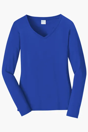 Port & Co Women's Long Sleeve Fan Favorite V-Neck Tee — view 11