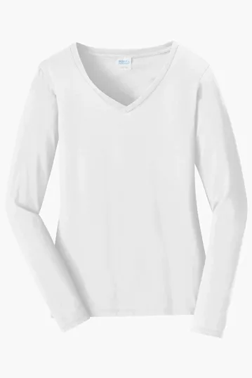 Port & Co Women's Long Sleeve Fan Favorite V-Neck Tee — view 12