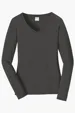 Port & Co Women's Long Sleeve Fan Favorite V-Neck Tee — view 3