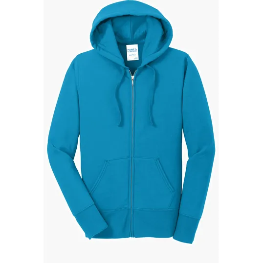 Port & Co Women's Core Fleece Full-Zip Hooded Sweatshirt — view 7