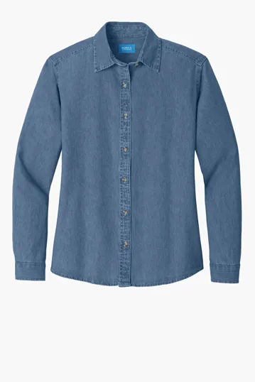 Port & Co Women's Long Sleeve Value Denim Shirt — view 2