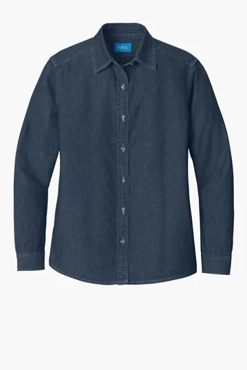Port & Co Women's Long Sleeve Value Denim Shirt — view 3
