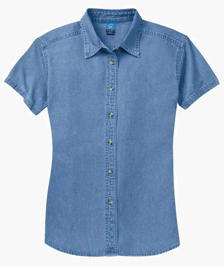Port & Co Women's Short Sleeve Value Denim Shirt — view 2