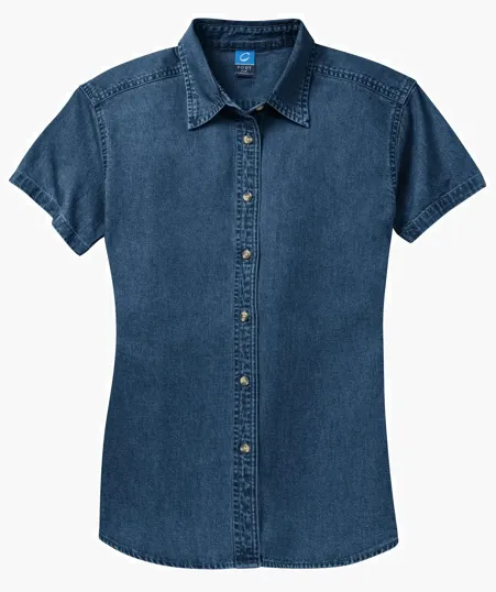 Port & Co Women's Short Sleeve Value Denim Shirt — view 3