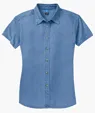 Port & Co Women's Short Sleeve Value Denim Shirt — view 2