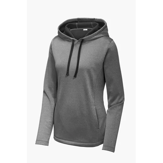 Sport-Tek Women's PosiCharge Sport-Wick Heather Fleece Hooded Pullover — view 2