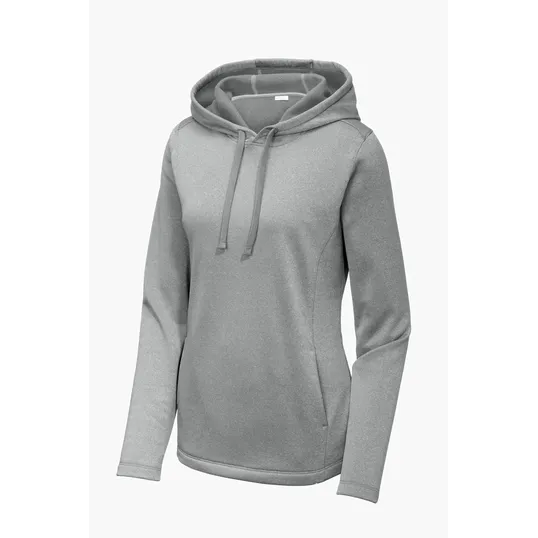 Sport-Tek Women's PosiCharge Sport-Wick Heather Fleece Hooded Pullover — view 3