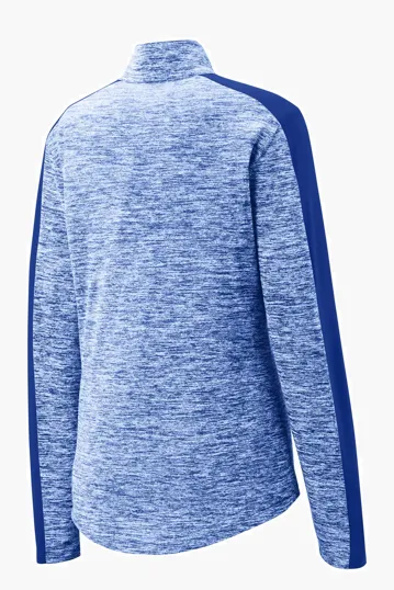 Sport-Tek Women's PosiCharge Electric Heather Colorblock 1/4-Zip Pullover — view 11