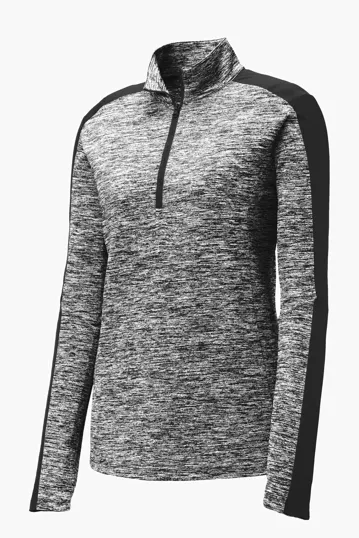 Sport-Tek Women's PosiCharge Electric Heather Colorblock 1/4-Zip Pullover — view 2