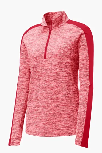 Sport-Tek Women's PosiCharge Electric Heather Colorblock 1/4-Zip Pullover — view 3