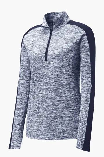 Sport-Tek Women's PosiCharge Electric Heather Colorblock 1/4-Zip Pullover — view 5