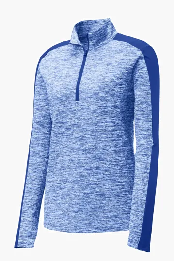 Sport-Tek Women's PosiCharge Electric Heather Colorblock 1/4-Zip Pullover — view 6