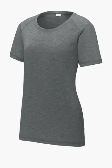 Sport-Tek Women's PosiCharge Tri-Blend Wicking Scoop Neck Raglan Tee