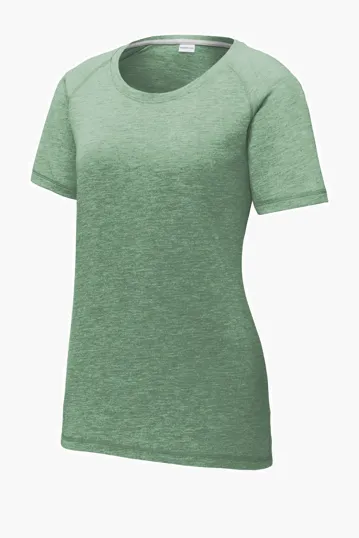 Sport-Tek Women's PosiCharge Tri-Blend Wicking Scoop Neck Raglan Tee — view 3