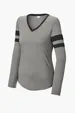 Sport-Tek Women's Halftime Stripe Long Sleeve V-Neck Tee — view 2