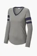 Sport-Tek Women's Halftime Stripe Long Sleeve V-Neck Tee — view 3