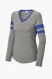 Sport-Tek Women's Halftime Stripe Long Sleeve V-Neck Tee — view 4