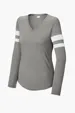 Sport-Tek Women's Halftime Stripe Long Sleeve V-Neck Tee — view 6