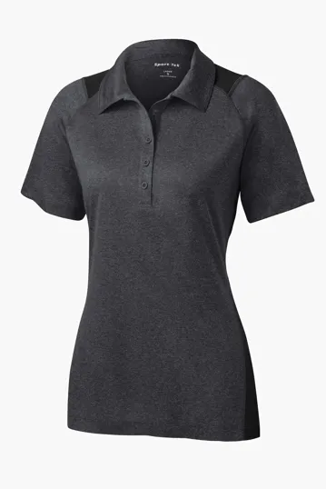 Sport-Tek Women's Heather Colorblock Contender Polo — view 2