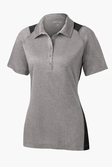 Sport-Tek Women's Heather Colorblock Contender Polo — view 3