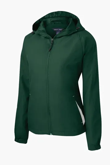 Sport-Tek Women's Colorblock Hooded Raglan Jacket — view 3