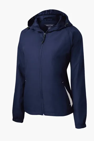 Sport-Tek Women's Colorblock Hooded Raglan Jacket — view 7