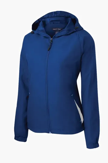 Sport-Tek Women's Colorblock Hooded Raglan Jacket — view 9
