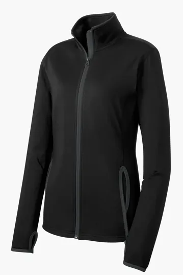 Sport-Tek Women's Sport-Wick Stretch Contrast Full-Zip Jacket — view 2