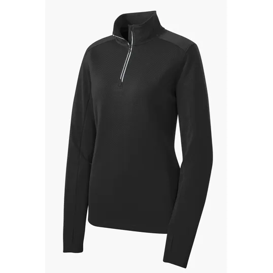 Sport-Tek Women's Sport-Wick Textured 1/4-Zip Pullover — view 2