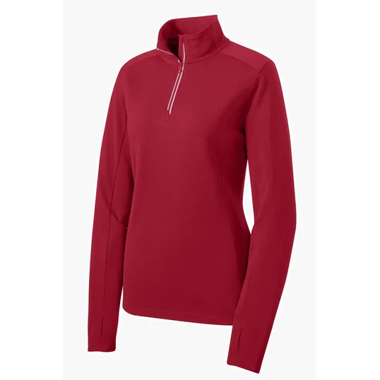 Sport-Tek Women's Sport-Wick Textured 1/4-Zip Pullover — view 3