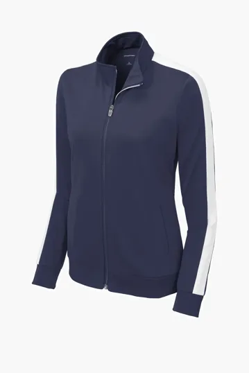 Sport-Tek Women's Tricot Sleeve Stripe Track Jacket — view 4