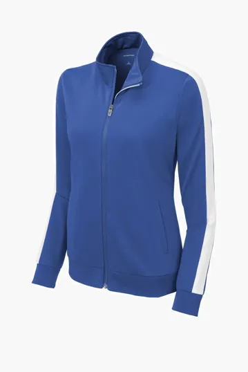 Sport-Tek Women's Tricot Sleeve Stripe Track Jacket — view 5