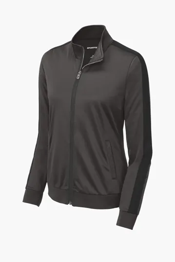 Sport-Tek Women's Tricot Sleeve Stripe Track Jacket — view 10