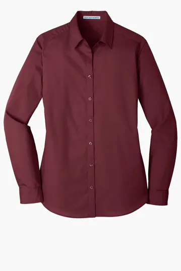 Port Authority Women's Long Sleeve Carefree Poplin Shirt — view 2