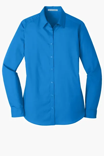 Port Authority Women's Long Sleeve Carefree Poplin Shirt — view 4